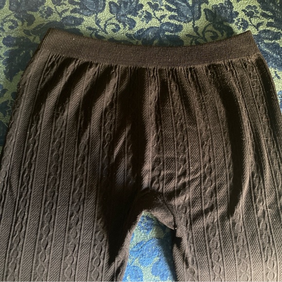 Ribbed Sweater Knit Black Leggings Fleece - Picture 4 of 5